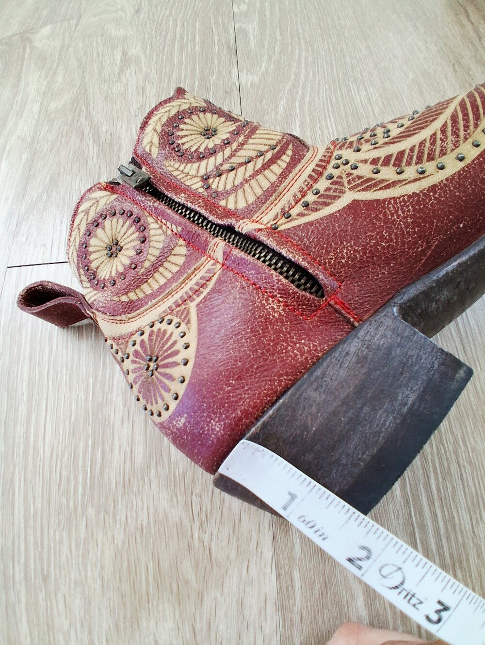 Old Gringo Valentine Dion Boots 2775 Red Distressed Leather Studded Floral - Picture 6 of 16